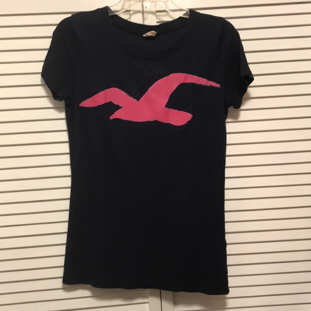 Big pink Hollister logo tee